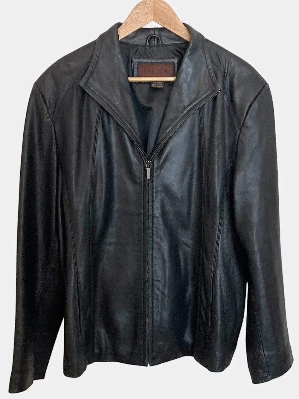 Vintage SIENA Leather Jacket High Neck G111 Moto Chic Black Size XXL